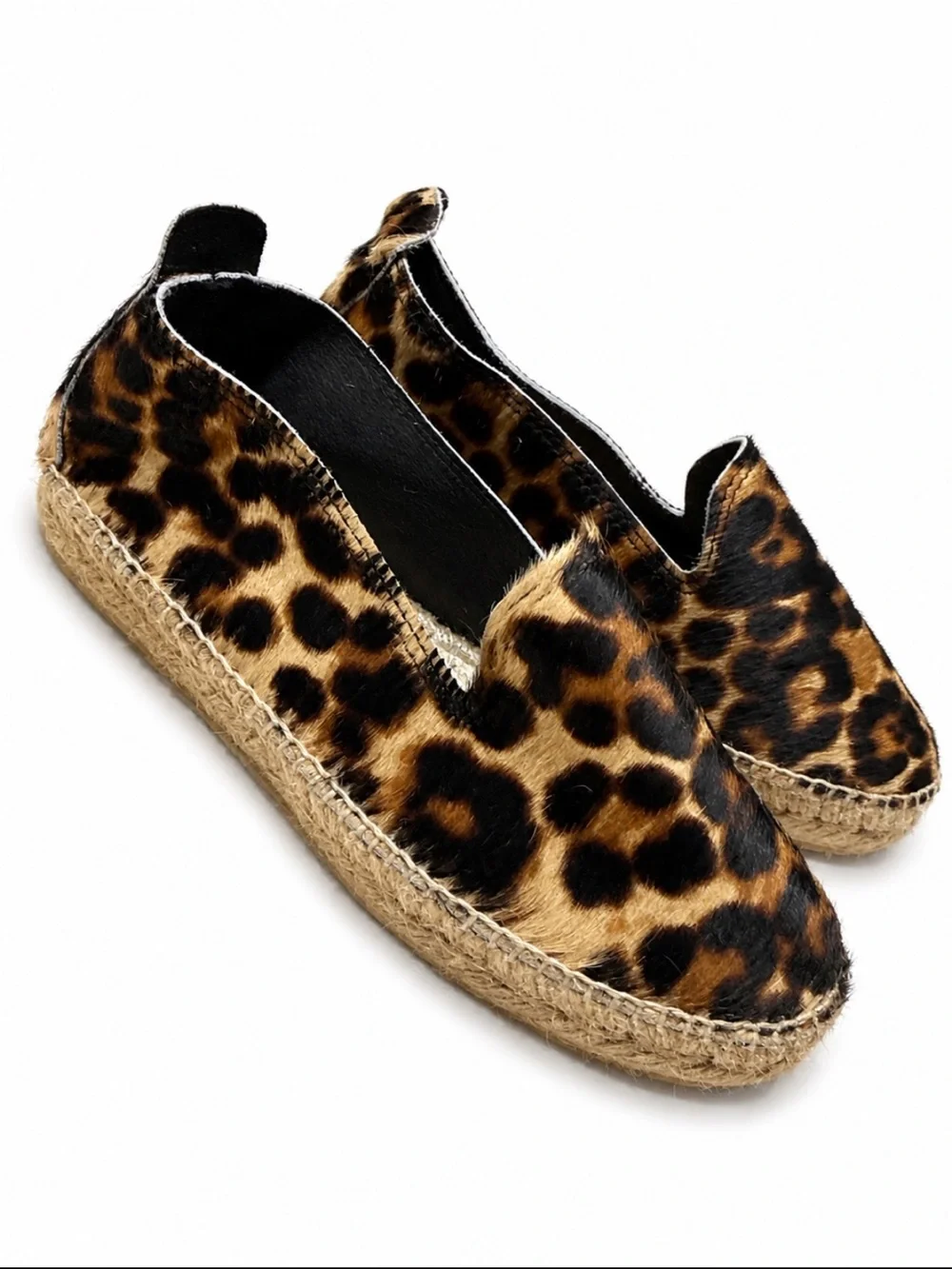 MANEBI Serengeti Calf Hair Double Sole Espadrilles Leopard Print